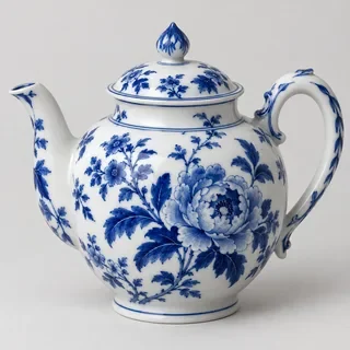 Фарфоровый чайник с цветочным рисунком
